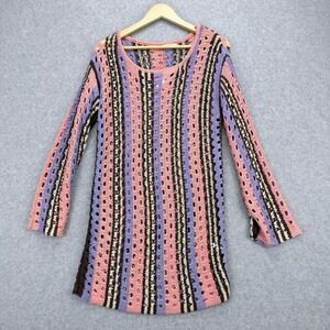 Olivaceous Crochet Long Sleeve Tunic Women S Pink NWT boho festival, cottagecore